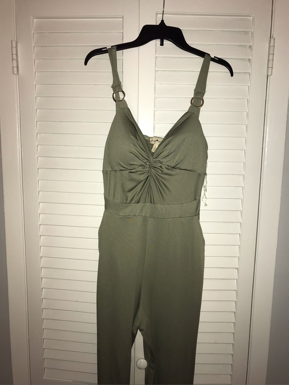 Derek Heart Olive Green Twisted Front Jumpsuit
